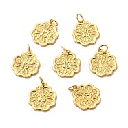 Brass Pendants, Long-Lasting Plated, Flower with Number 13, Real 18K Gold Plated, 16x14x1mm, Hole: 4mm(KK-P203-07G)