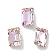 Glass Rhinestone Cabochons, Point Back & Back Plated, Faceted, Rectangle, Light Peach, 6x4x2.5mm(RGLA-G020-01B-D508)
