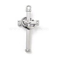 Tibetan Style Alloy Pendants, Cross with Star, Platinum, 50x23x6mm,Hole:3mm(FIND-U006-15P-07)