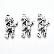 Tibetan Style Alloy Pendants, Lead Free & Cadmium Free, Witch, Antique Silver, 24.5x13.5x3mm, Hole: 1.8mm, about 284pcs/500g(TIBE-S323-046AS-RS)