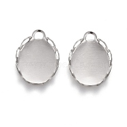 304 Stainless Steel Cabochon Settings, Lace Edge Bezel Cups, Oval, Stainless Steel Color, Tray: 10x8mm, 11.5x8.5x2mm(STAS-P249-13B-P)