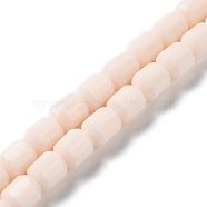 Opaque Glass Beads Strands, Faceted Barrel, Misty Rose, 6.5~7x6mm, Hole: 1mm, about 78pcs/strand, 20.28~21.65 inch(51.5~55cm)(GLAA-G112-03L)