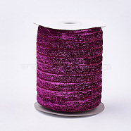 Glitter Sparkle Ribbon, Polyester & Nylon Ribbon, Deep Pink, 3/8 inch(9.5~10mm), about 50yards/roll(45.72m/roll)(SRIB-T002-01B-04)