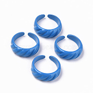 Spray Painted Alloy Cuff Rings, Open Rings, Cadmium Free & Lead Free, Royal Blue, US Size 7 1/4(17.5mm)(RJEW-T011-31E-RS)