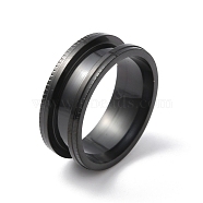 Titanium Steel Grooved Finger Ring for Women, Electrophoresis Black, Inner Diameter: 18mm(RJEW-WH0004-30C-EB)