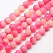 Natural Malaysia Jade Bead Strands, Round Dyed Beads, Hot Pink, 6mm, Hole: 1mm, about 64pcs/strand, 15 inch(G-M100-6mm-06)