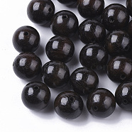 Natural Wood Beads, Waxed Wooden Beads, Dyed, Round, Black, 12mm, Hole: 1.8mm, about 430pcs/500g(WOOD-S666-12mm-02)