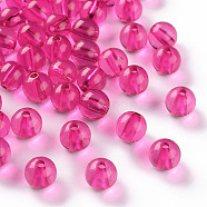 Transparent Acrylic Beads, Round, Fuchsia, 10x9mm, Hole: 2mm(X-MACR-S370-A10mm-706)