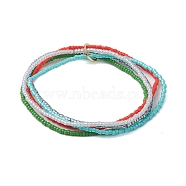 Seed Beads Multi-strand Stretch Bracelets for Women, with Brass Linking Rings, Colorful, Inner Diameter: 2-1/8 inch(5.4cm)(BJEW-JB10544)