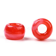 Acrylic Beads, Two Tone, Barrel, Red, 9x6mm, Hole: 3.7mm, about 1700pcs/500g(KY-C013-06D)