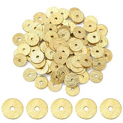 Brass Spacer Beads, Long-Lasting Plated, Heishi Beads, Flat Round/Disc, Golden, 6x0.5mm, Hole: 1.2mm(KK-YW0001-46)