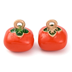 Alloy Enamel Pendants, Fruits Charms, Tomato, 11x9.5x9.5mm, Hole: 1.6mm(PALLOY-S032-01A-029)