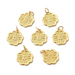 Brass Pendants, Long-Lasting Plated, Flower with Number 13, Real 18K Gold Plated, 16x14x1mm, Hole: 4mm(KK-P203-07G)