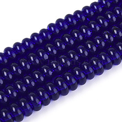 Transparent Glass Beads Strands, Rondelle, Midnight Blue, 6~6.5x3mm, Hole: 1mm, about 103~118pcs/strand, 14.57~14.96 inch(37~38cm)(GLAA-ZX008-6mm-19F)