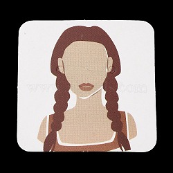 Square Girl Print Paper Earring Display Card, Jewelry Display Card for Earring Storage, Tan, 4x4x0.05cm, Hole: 2mm(CDIS-M007-01E)