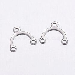 304 Stainless Steel Chandelier Component Links, 3 Loop Connectors, Arch, Stainless Steel Color, 8.5x9x0.5mm, Hole: 1mm(STAS-G139-01P)