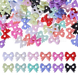 120Pcs 12 Colors Mini Resin Button, 2-Hole Doll BJD Garment Accessories, Bowknot, Mixed Color, 6x7.5x1.5mm, Hole: 1.4mm, 10pcs/color(FIND-GL0002-02)