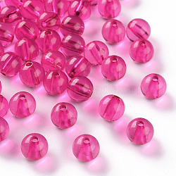 Transparent Acrylic Beads, Round, Fuchsia, 10x9mm, Hole: 2mm(X-MACR-S370-A10mm-706)