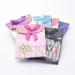 Small Paper Gift Shopping Bags, Valentine's Day Packages, Rectangle with Bowknot, Mixed Color, 105x75mm(X-CARB-G001-M)
