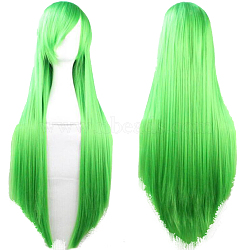 31.5 inch(80cm) Long Straight Cosplay Party Wigs, Synthetic Heat Resistant Anime Costume Wigs, with Bang, Lawn Green(OHAR-I015-11E)