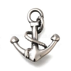 304 Stainless Steel Pendants, Anchor Charm, Antique Silver, 17.5x15.5x3.5mm, Hole: 3mm(STAS-L284-41AS-03)