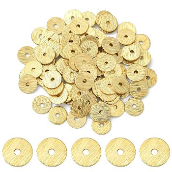 Brass Spacer Beads, Long-Lasting Plated, Heishi Beads, Flat Round/Disc, Golden, 6x0.5mm, Hole: 1.2mm