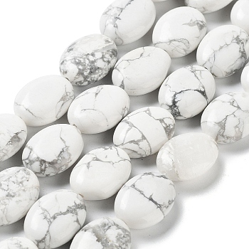 Natural Howlite Beads Strands, Flat Oval, 17.5~18x12.5~13x6mm, Hole: 1.2mm, about 22pcs/strand, 15.55''(39.5cm)