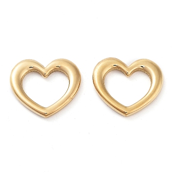 304 Stainless Steel Linking Rings, Heart, Real 14K Gold Plated, 15.8x17.5x2.2mm, Hole: 10x11mm