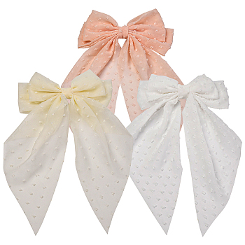3Pcs 3 Colors Cloth Bowknot Alligator Hair Clips, Mixed Color, 372x190x13mm, 1pc/color