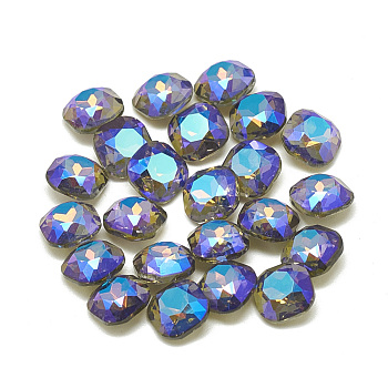 DIY Pointed Back K9 Glass Rhinestone Cabochons, Random Color Back Plated, Faceted, Square, Black Diamond, 6x6x3.5mm