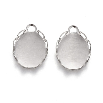 304 Stainless Steel Cabochon Settings, Lace Edge Bezel Cups, Oval, Stainless Steel Color, Tray: 10x8mm, 11.5x8.5x2mm