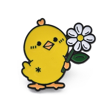 Yellow Chicken Enamel Pins, Alloy Brooches for Backpack Clothes, Gold, 27.5x27mm