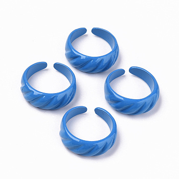 Spray Painted Alloy Cuff Rings, Open Rings, Cadmium Free & Lead Free, Royal Blue, US Size 7 1/4(17.5mm)