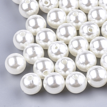 Imitation Pearl Acrylic Beads, Round, Creamy White, 10.00mm, Hole: 2.00mm