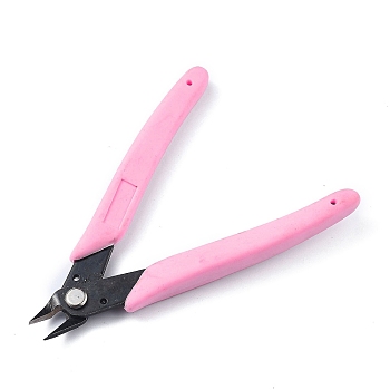 Carbon Steel Jewelry Pliers, Flush Cutter, Shear, with Plastic Handles, Pearl Pink, 12.8x4.3x1cm
