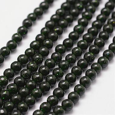 4mm Round Green Goldstone Beads