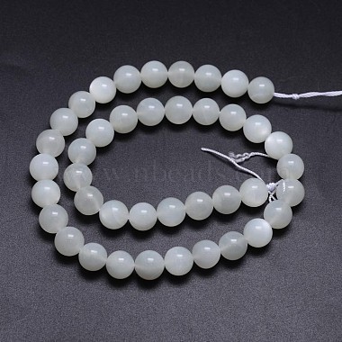 Brins de perles rondes en pierre de lune blanche naturelle(G-M262-10mm-04)-2