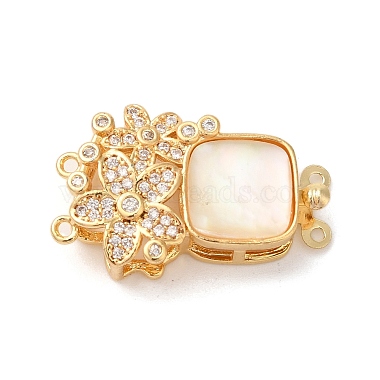 Real 18K Gold Plated Clear Flower Brass+Cubic Zirconia Box Clasps