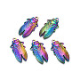 Rack Plating Rainbow Color 304 Stainless Steel Pendants, Cicada, Multi-color, 29.5x15.5x3mm, Hole: 1.6mm