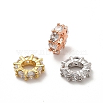 Rack Plating Brass Micro Pave Cubic Zirconia European Beads, Rondelle Wheel Large Hole Beads, Long-Lasting Plated, Cadmium Free & Lead Free, Mixed Color, 10.5x3.5mm, Hole: 5mm(KK-C010-64)