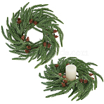 Flexible Glue PE Christmas Wreath, Green, 340~350x45mm(AJEW-WH20060-20)