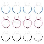 12Pcs 3 Colors Adjustable Nylon Thread Braided Bracelets for Women, with Platinum Alloy Heart Charm, Mixed Color, 0.15~0.5cm, Inner Diameter: 1-3/4 inch(4.3cm), 4pcs/color (BJEW-GO0002-05)