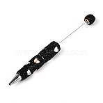 Heart Resin & Polymer Clay Pave Rhinestone Ball-Point Pen, Iron Beadable Pen, for DIY Personalized Pen with Jewelry Beads, Bisque, 150~152x15~17mm(AJEW-T013-03E)