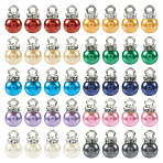 100Pcs 10 Colors ABS Plastic Imitation Pearl Charms, with Resin Rhinestone, Round Charm, Platinum, 13x8mm, Hole: 3mm, 10pcs/color(KY-TA0001-25B)