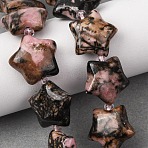Natural Rhodonite Beads Strands, Star, with Seed Beads, 15~15.5x16~16.5x6.5~7mm, Hole: 1.4mm, about 25pcs/strand, 15.75''~16.14''(40~41cm)(G-K359-E08)