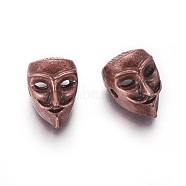 Tibetan Style Alloy Beads, Mask, Red Copper, 14.5x10x9.5mm, Hole: 1.5mm(PALLOY-F224-14R)