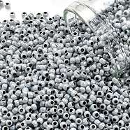 TOHO Round Seed Beads, Japanese Seed Beads, (820) Black Lined Grey Ceylon Pearl, 11/0, 2.2mm, Hole: 0.8mm, about 5555pcs/50g(SEED-XTR11-0820)