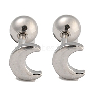 304 Stainless Steel Ear Plug Gauges, Stainless Steel Color, Moon, 5x4.5mm(EJEW-B066-01C-P)