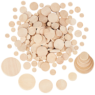 Elite 200Pcs 5 Style Flat Round Wooden Cabochons, Sandy Brown, 15~35x5mm(WOOD-PH0002-20)