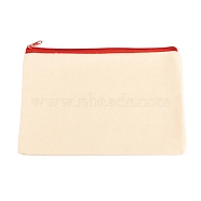 DIY Blank Canvas Women's Zipper Makeup Organizer Bag, Rectangle, Red, 21x14cm(PW-WGAC2A1-06)